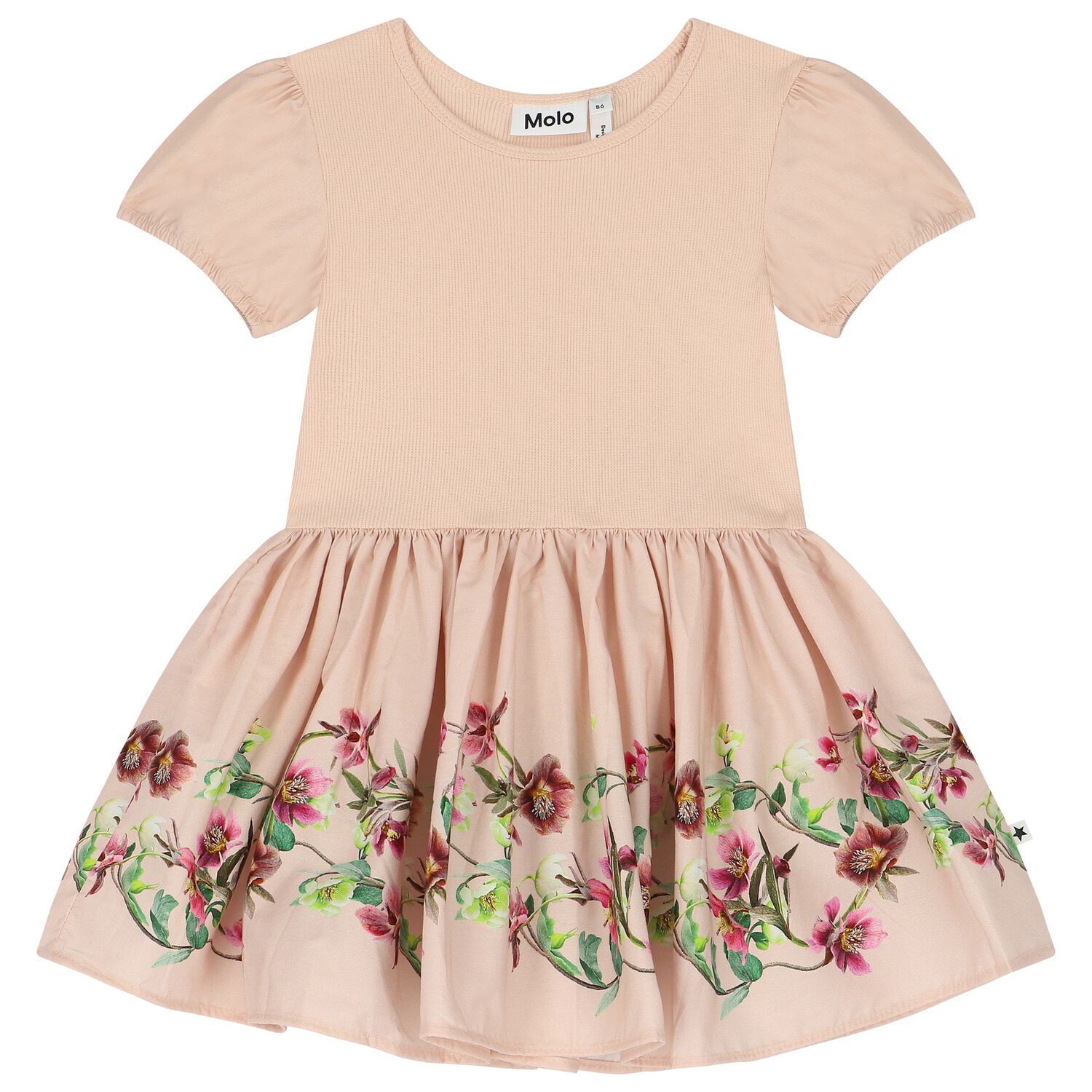 Younger Girls Pink Floral Print Dress, 1, hi-res image number null