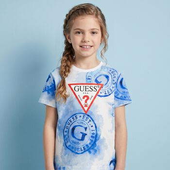 Boys White & Blue Logo T-Shirt