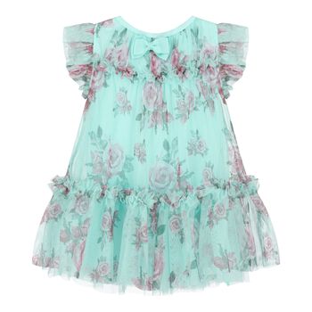 Baby Girls Aqua Roses Tulle Dress