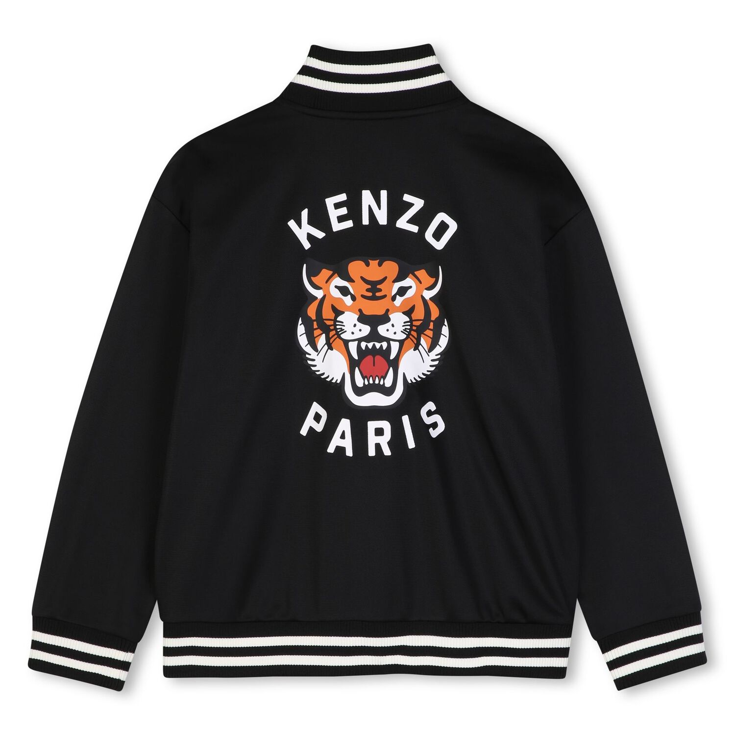 Boys Black Tiger Logo Zip Up Top, 1, hi-res