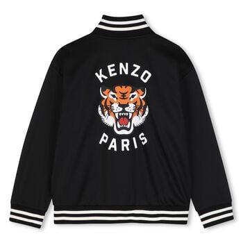 Boys Black Tiger Logo Zip Up Top