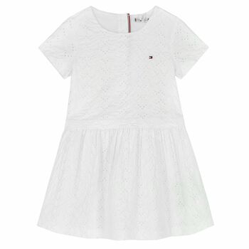 Girls White Logo Dress