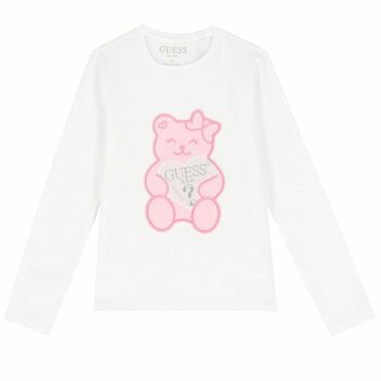 Girls White Logo Long Sleeve Top