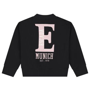 Girls Black Logo Zip Up Top