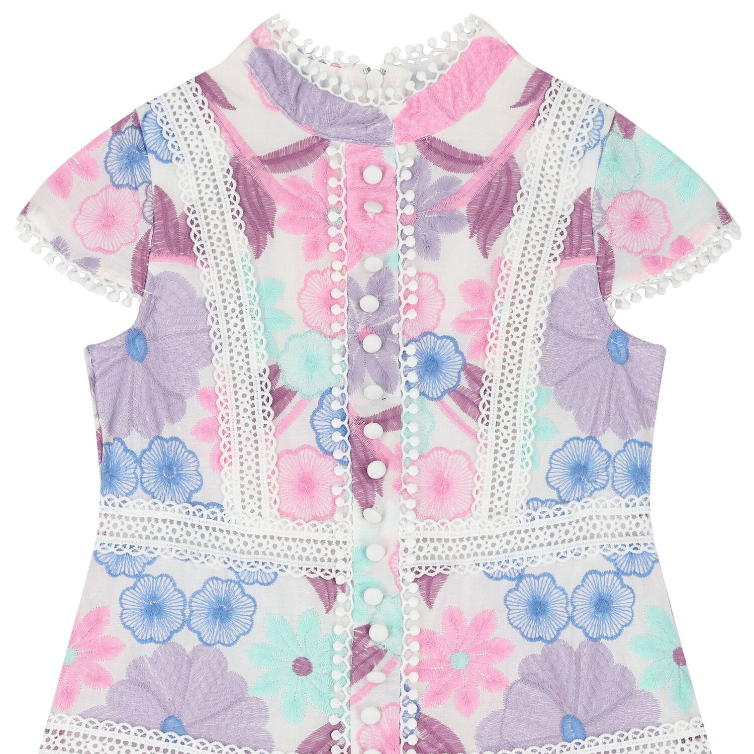 Girls White & Pink Floral Dress, 1, hi-res