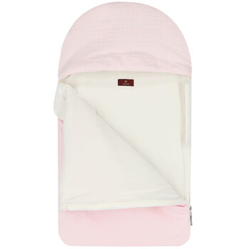 Baby Girls Pink & Ivory Pima Cotton Logo Nest