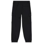 Boys Black Logo Trousers, 1, hi-res
