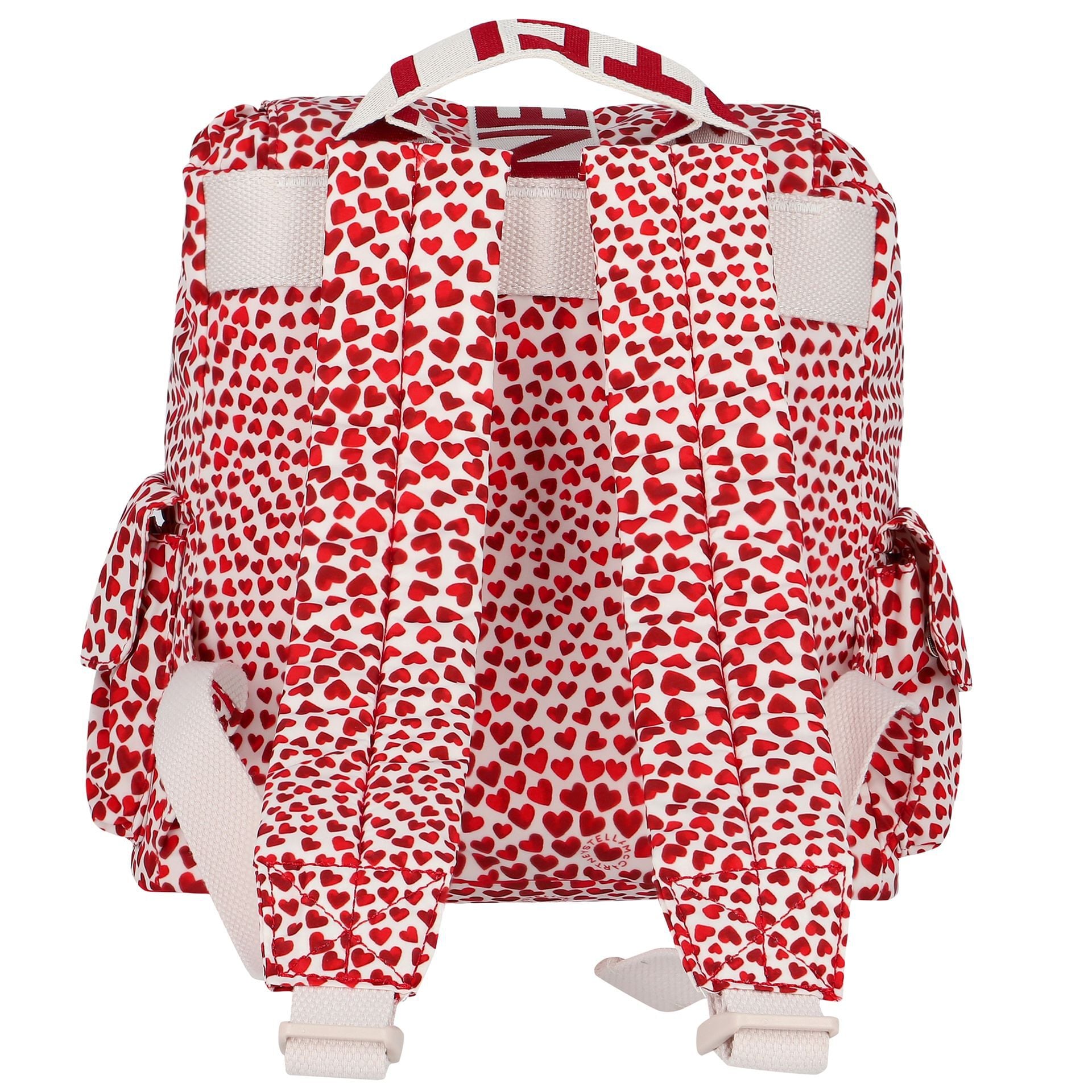 Stella McCartney Girls Ivory & Red Hearts Backpack | Junior Couture