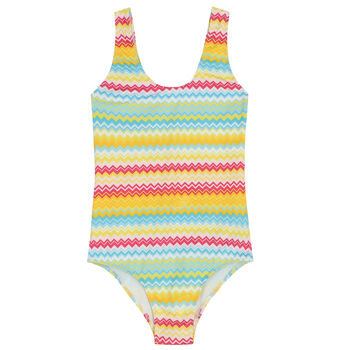 Girls Multi-Coloured Zigzag Swimsuit