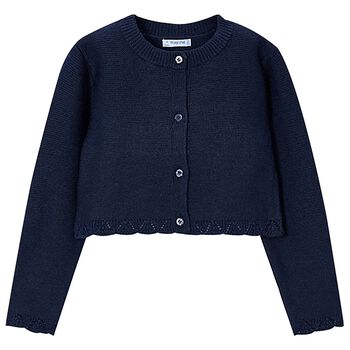 Girls Navy Blue Knitted Cardigan