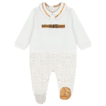 Baby Boys White Logo Babygrow