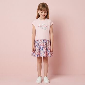 Girls Pink Ribbon Logo Dress