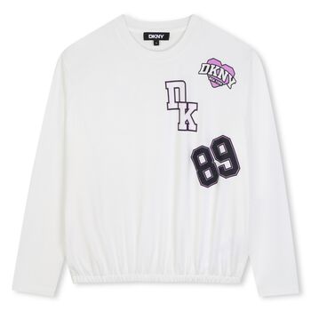 Girls Ivory Logo Long Sleeve Top