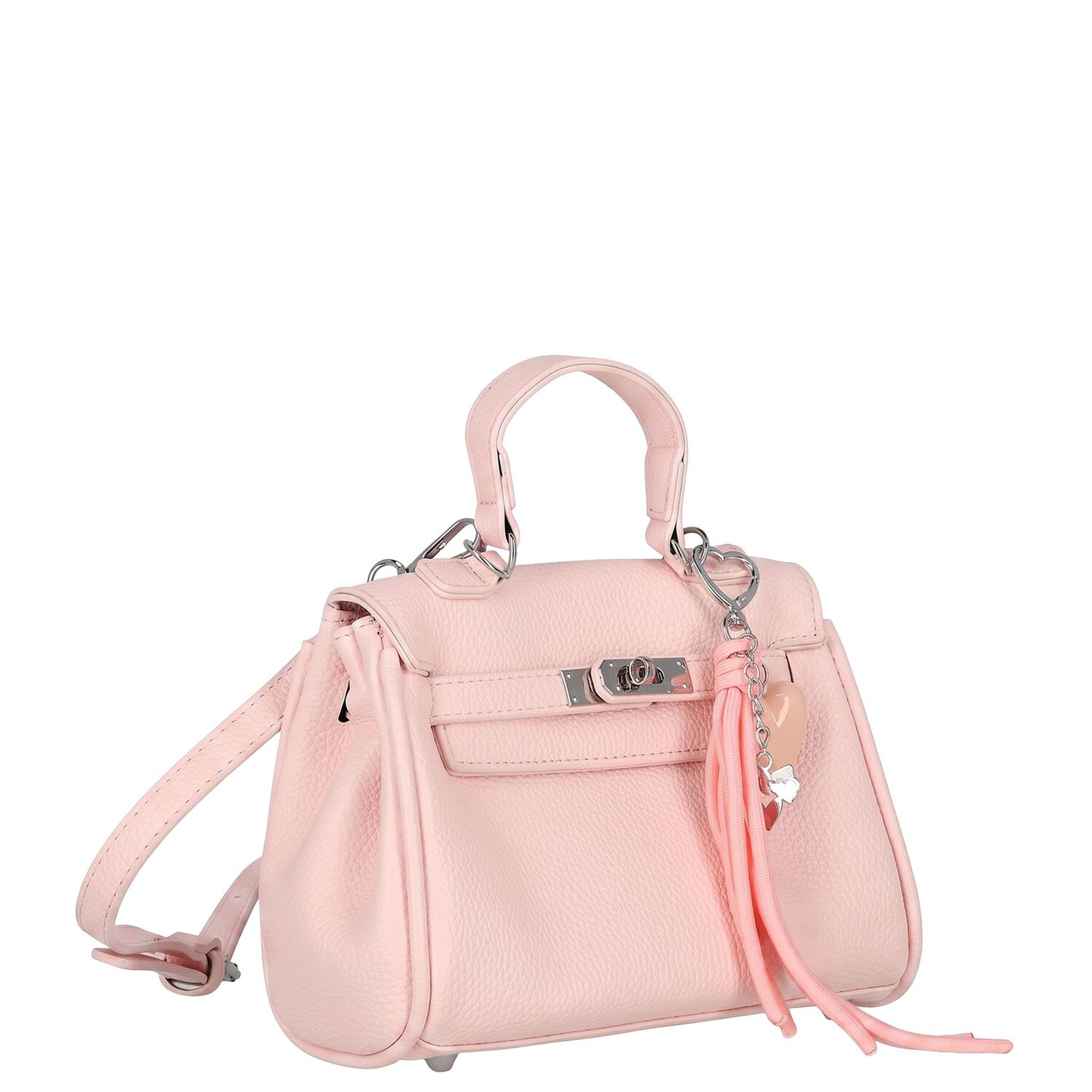 Girls Pink Leather Handbag ( 21cm ), 1, hi-res