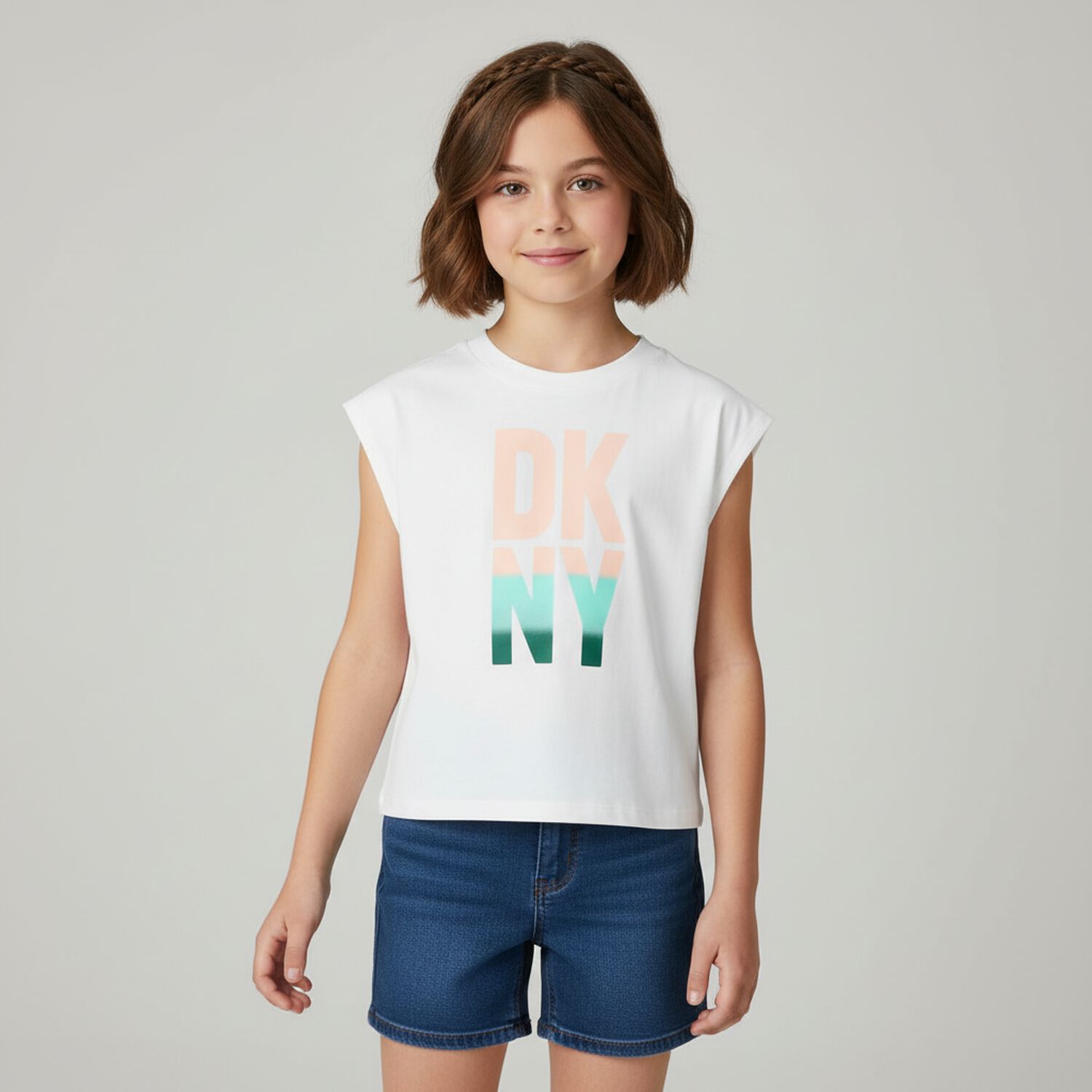 Girls White Logo T-Shirt, 1, hi-res
