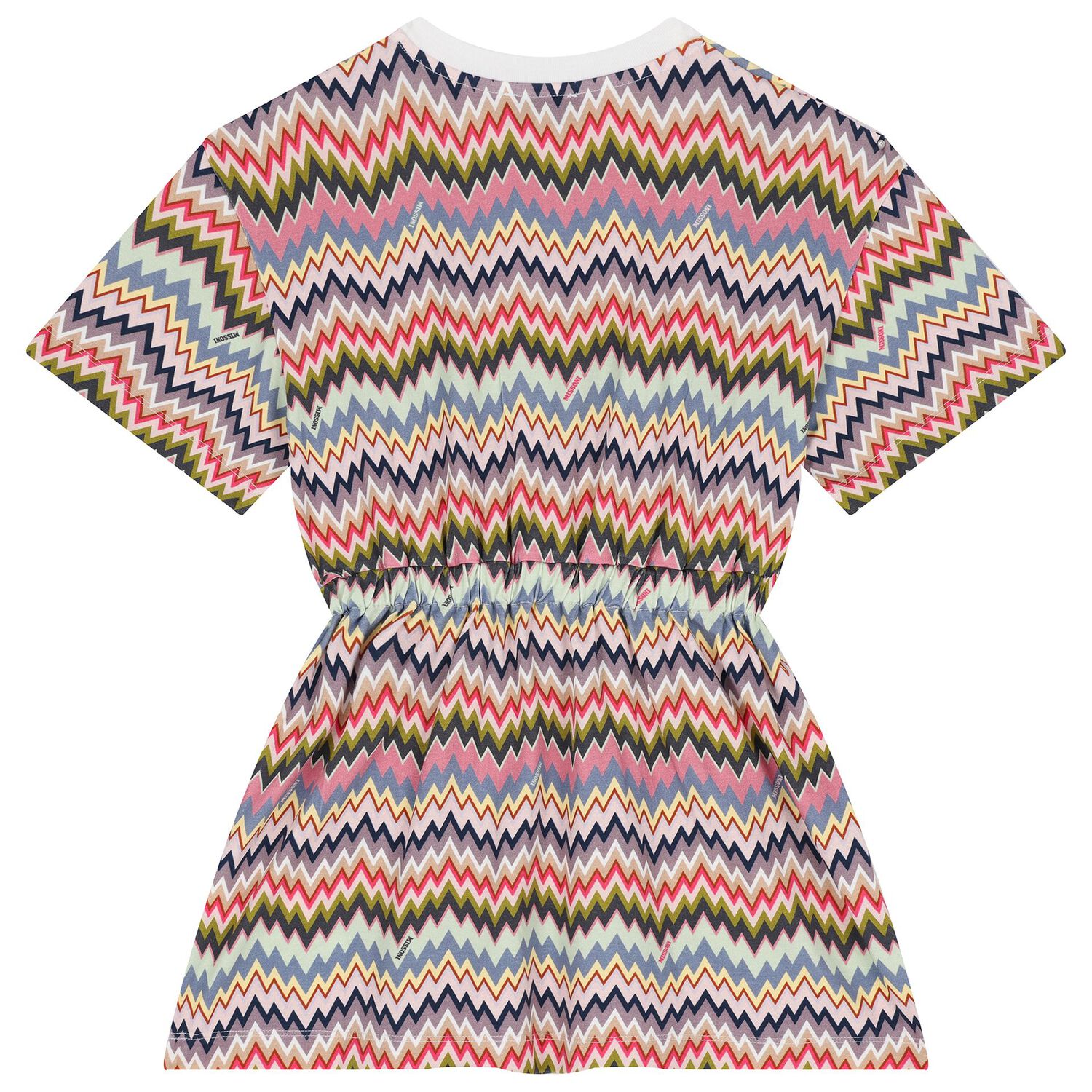 Girls Pink Multi-Coloured Zigzag Dress, 1, hi-res