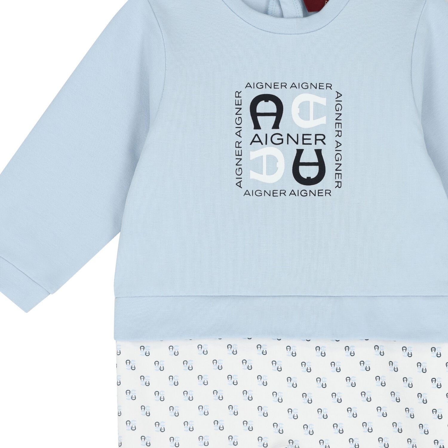 Baby Boys Blue Logo Babygrow, 2, hi-res