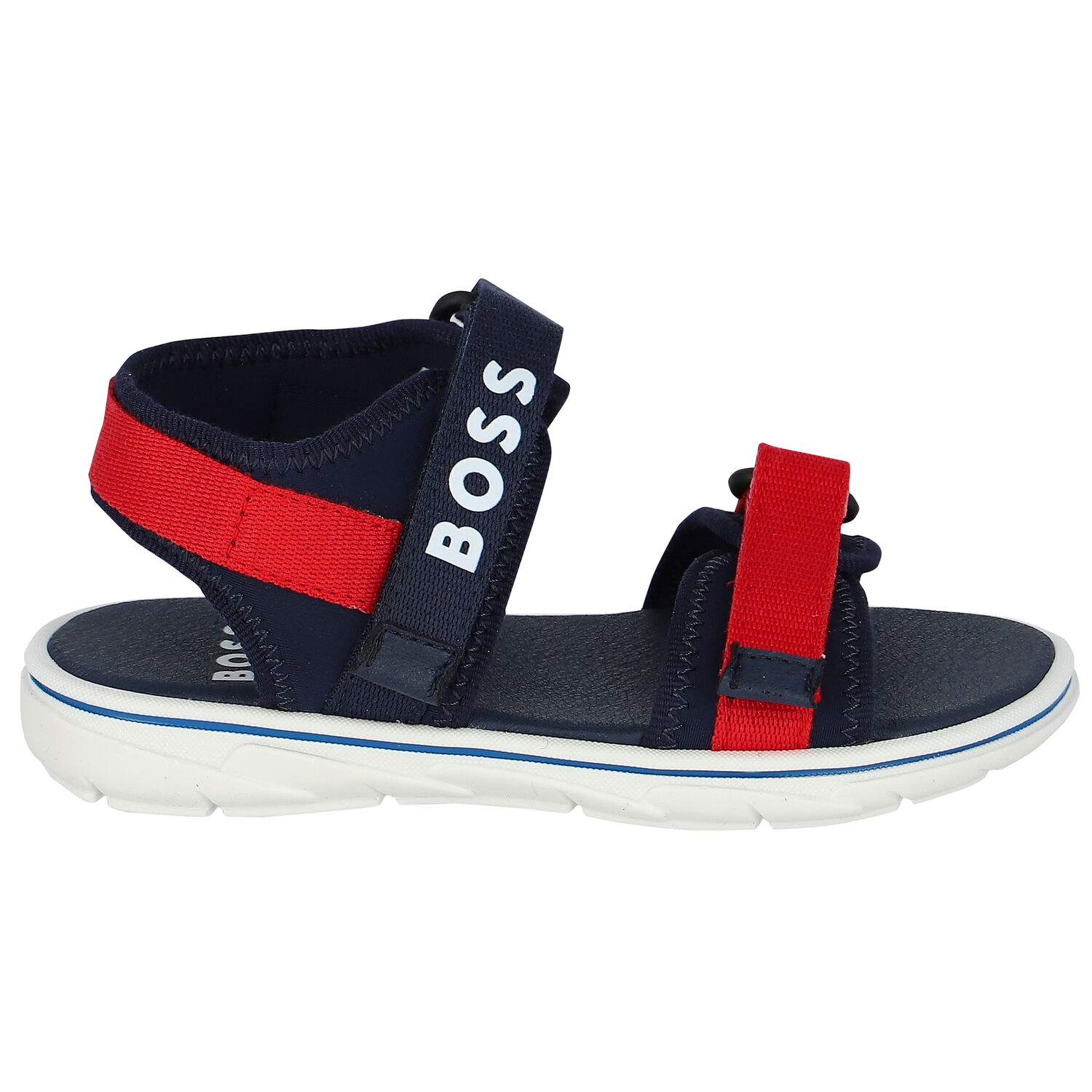 Boys Navy Blue & Red Logo Sandals, 1, hi-res image number null