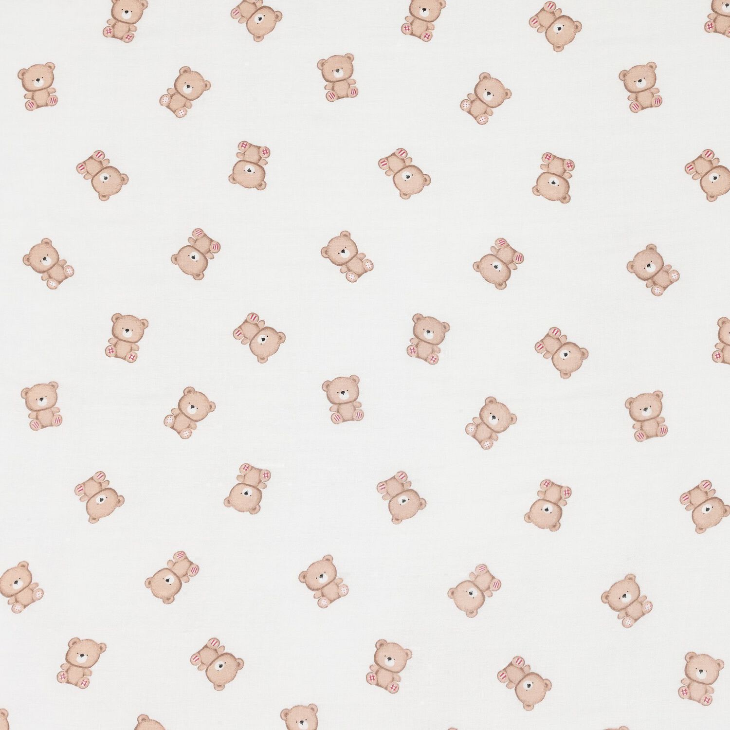 White Teddy Bear Print Baby Swaddle, 1, hi-res