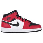 Red & White Air Jordan 1 Mid Trainers, 2, hi-res