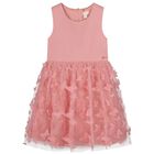Girls Pink Butterfly Tulle Dress, 2, hi-res