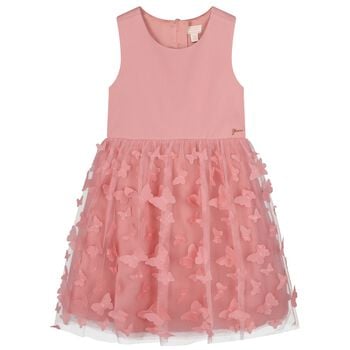 Girls Pink Butterfly Tulle Dress