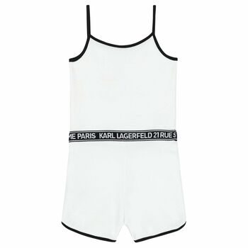 Girls White Logo Playsuit