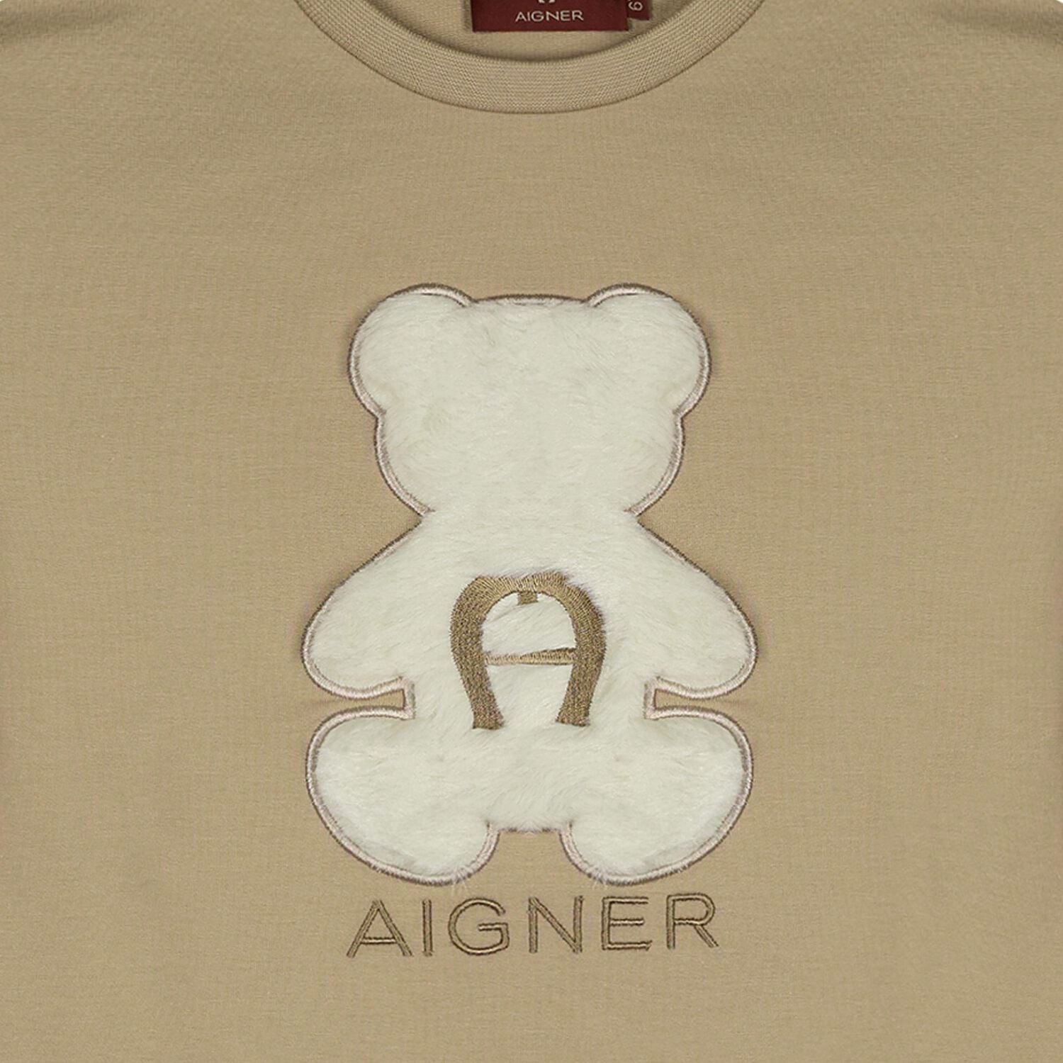 Girls Beige Faux Fur Teddy Bear Sweatshirt, 3, hi-res