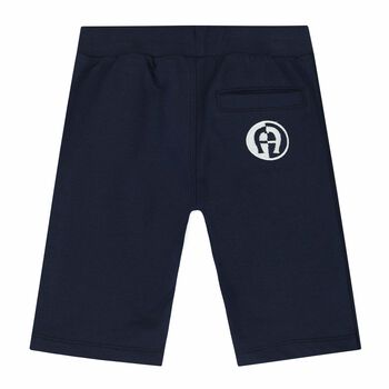 Younger Boys Navy Logo Shorts