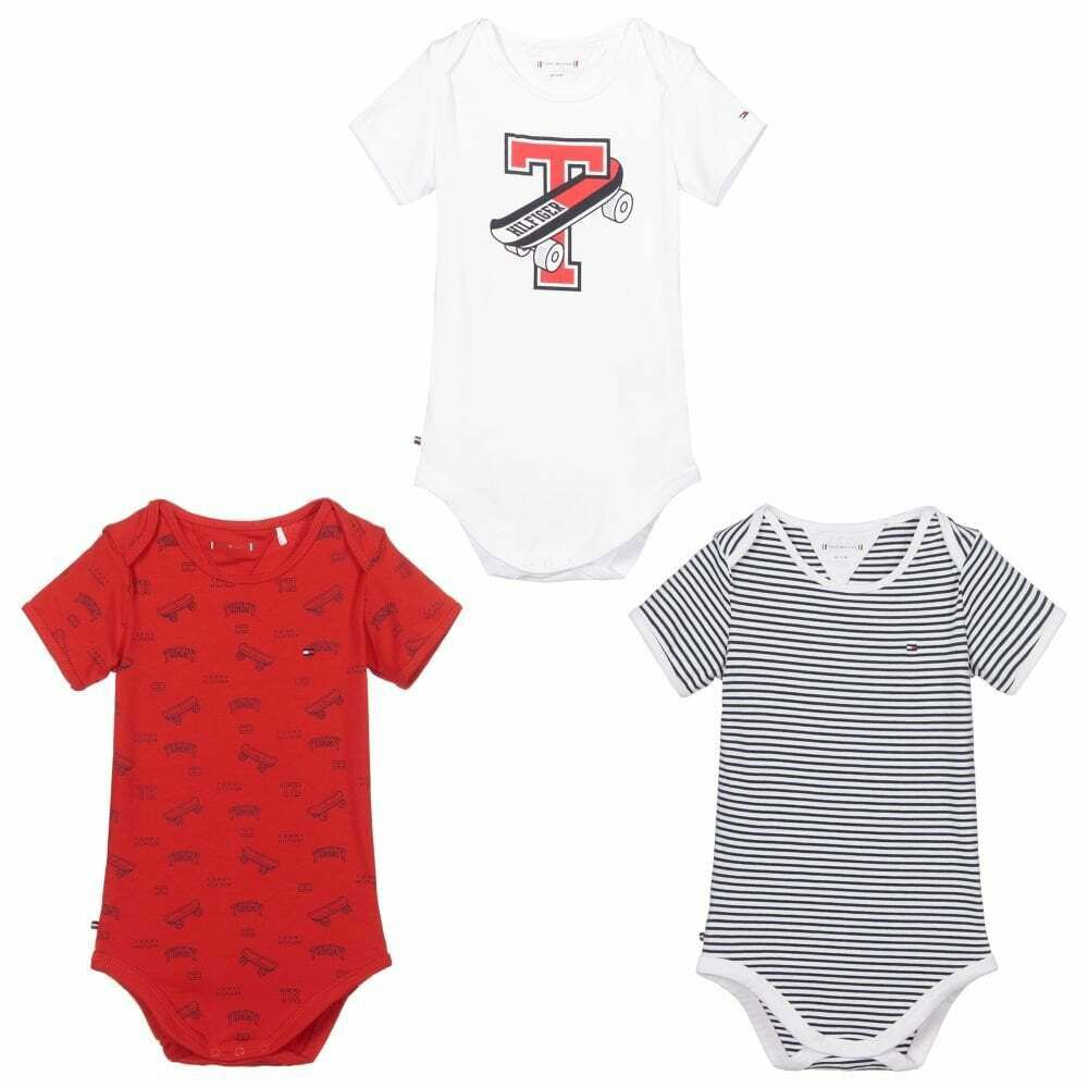 Tommy Hilfiger Baby Boys Three Piece Bodysuit Set Junior Couture USA