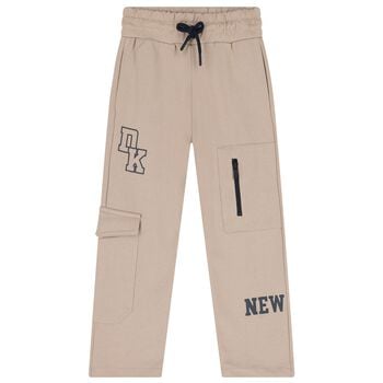 Boys Beige Logo Cargo Trousers