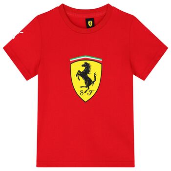 Boys Red Ferrari Logo T-Shirt