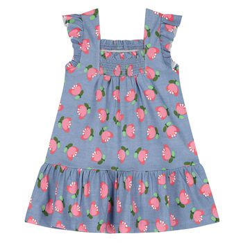 Younger Girls Purple Flower Print Dress