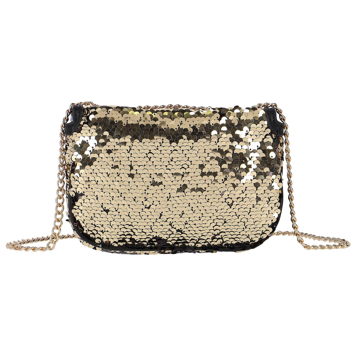 Girls Black & Gold Sequins Bag&nbsp;, 1, hi-res