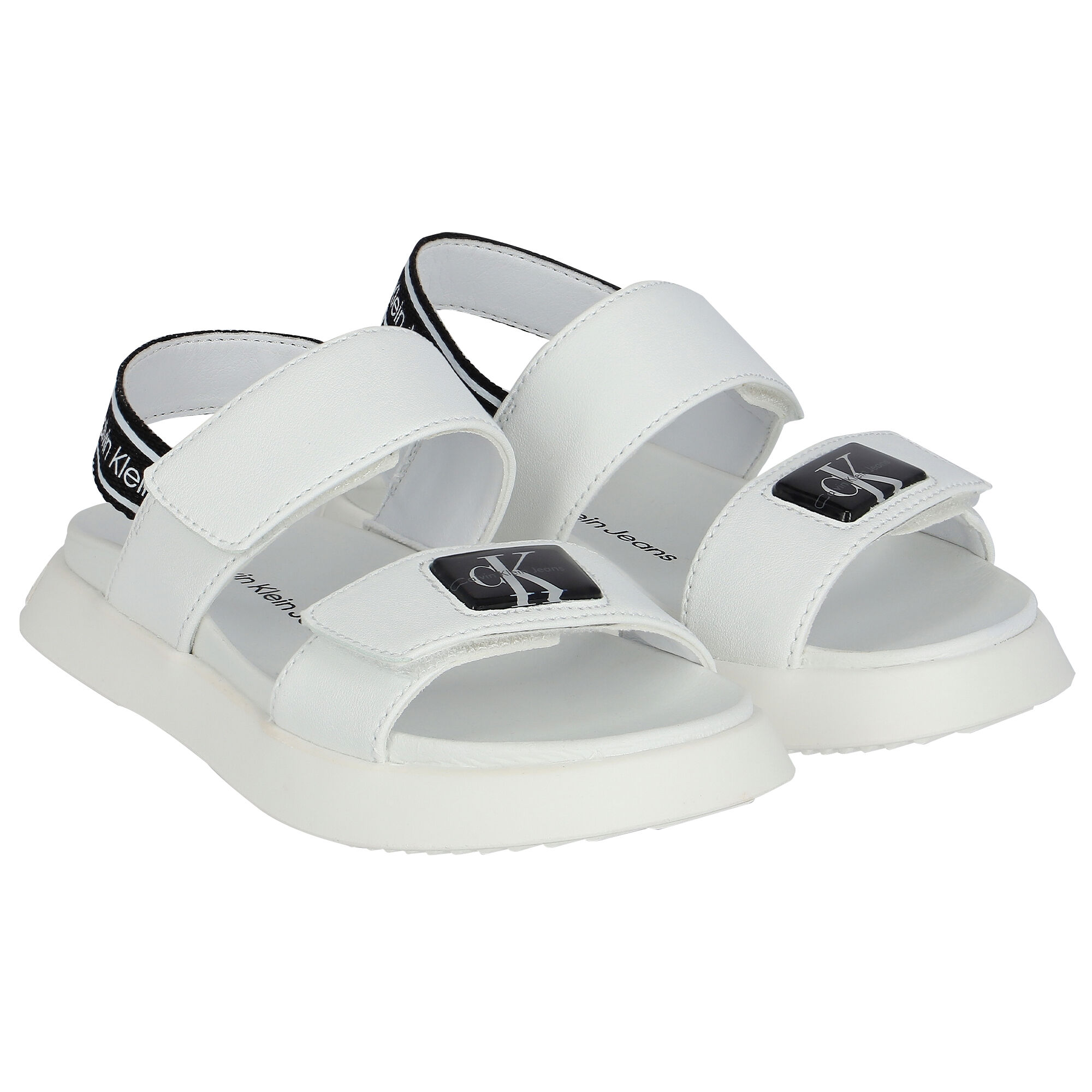 Calvin Klein Girls White Logo Sandals Junior Couture USA