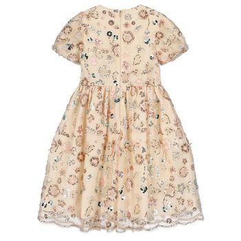 Girls Beige Embellished Dress