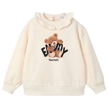 Girls Ivory Teddy Bear Sweatshirt