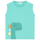  طقم شورت أولاد قطنية بطبعة الديناصور باللون الاخضر (قطعتين), 1, hi-res