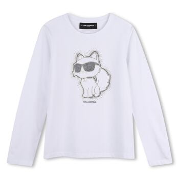 Girls Mini Me White Choupette Long Sleeve Top