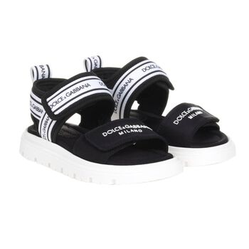Younger White & Black Logo Sandals