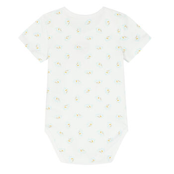 Baby Boys White Elephant & Teddy Bodysuit