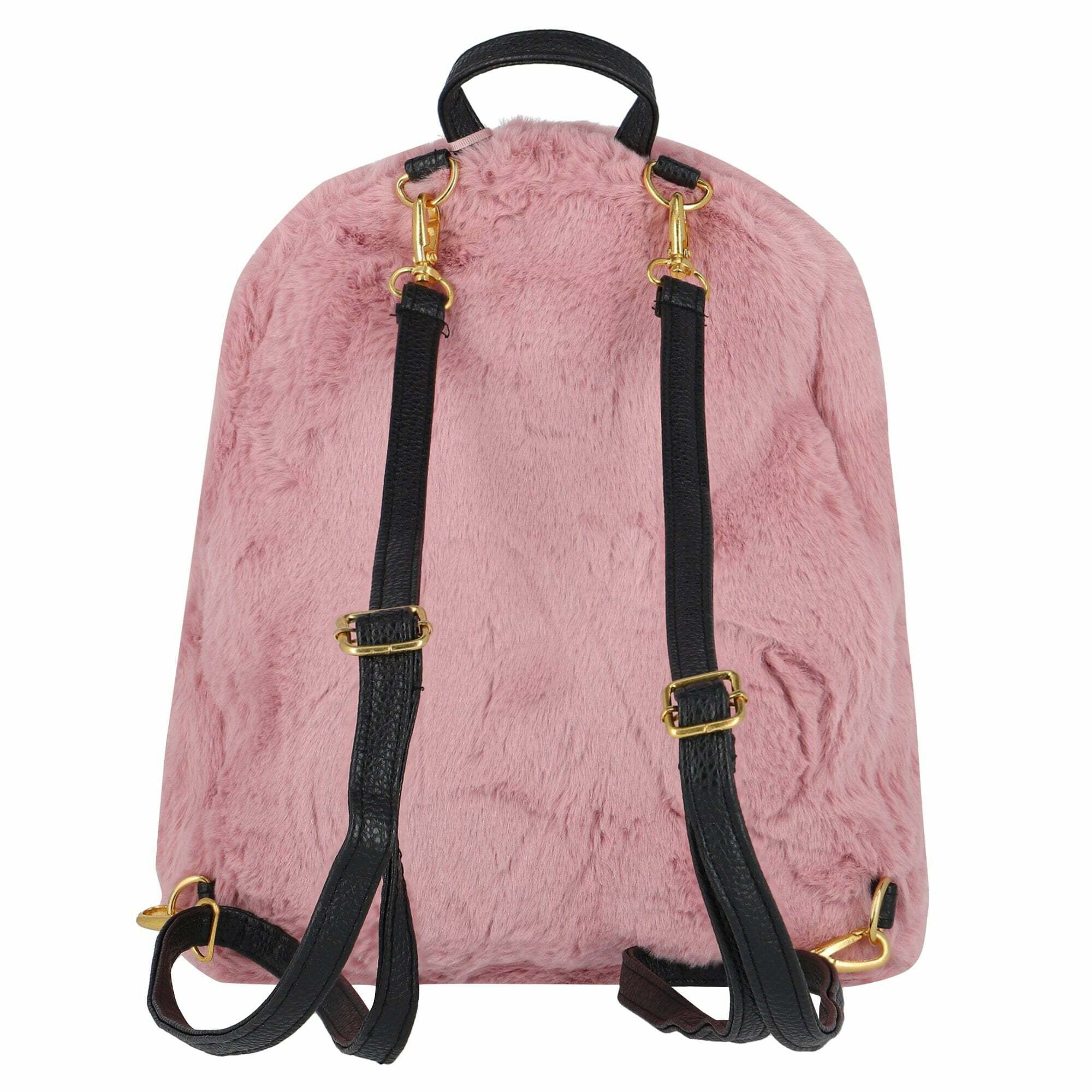 Pink faux fur backpack clearance