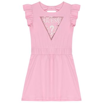 Girls Pink Sequined Logo Dress