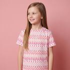 Girls Pink & White Logo Zig Zag T-Shirt, 1, hi-res