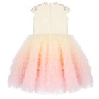 Girls Pink & Yellow Tulle Ruffled Dress, 1, hi-res