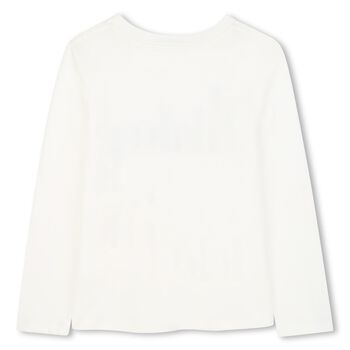 Girls White Logo Long Sleeve Top