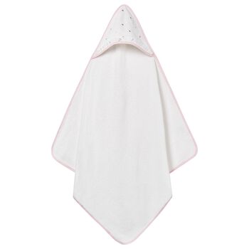 Baby Girls White & Pink Hooded Towel