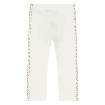 Younger Girls Ivory Logo Leggings