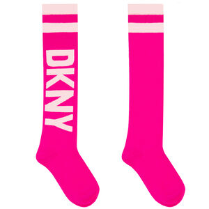 Girls Pink & White Logo Socks