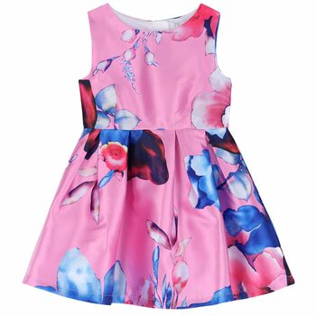 Girls Pink Printed Dress